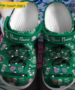Personalized Mom Starbucks Green Crocs Shoes