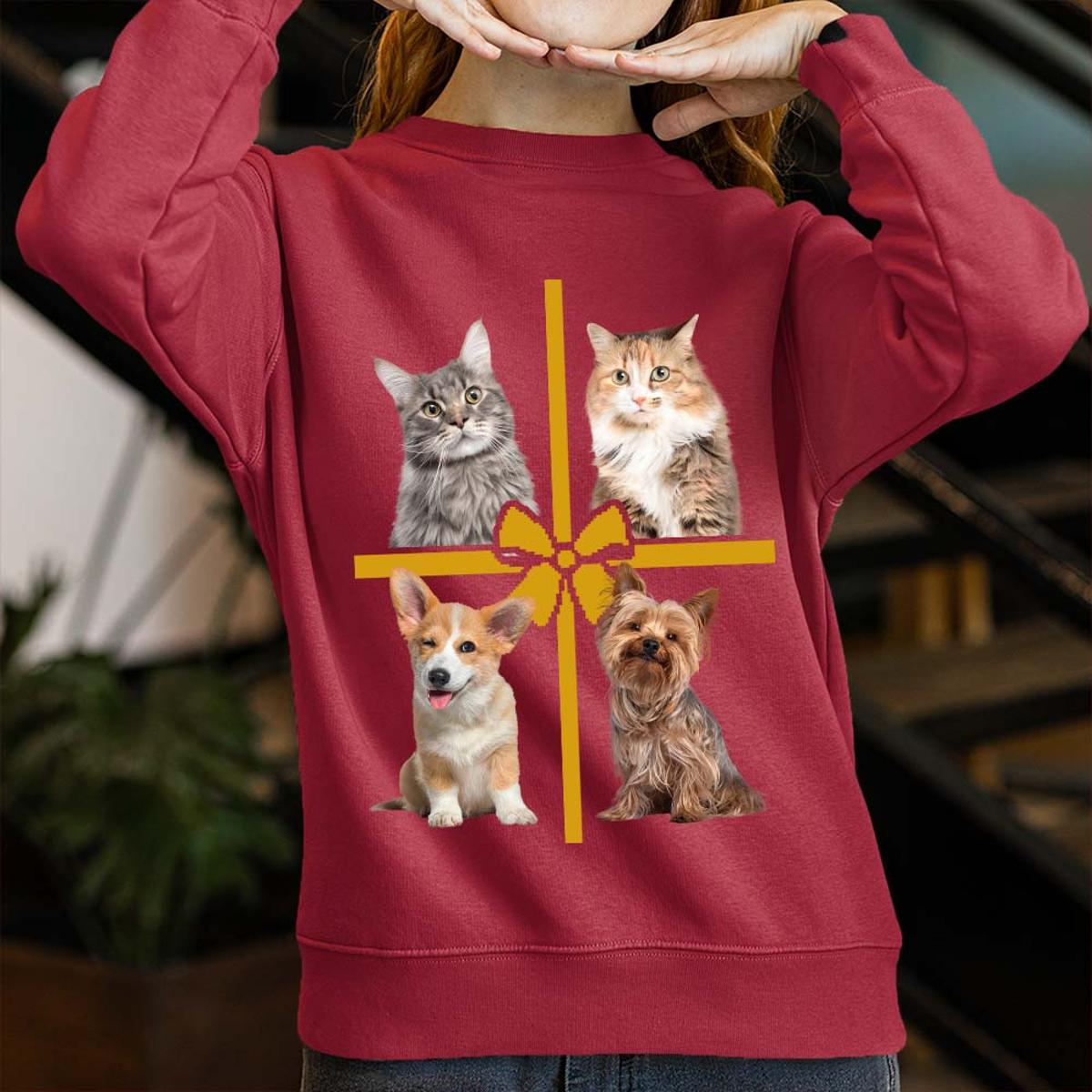 Santa Paws Custom Cat Christmas Sweater Men