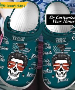Personalized Philadelphia Eagles Skull Girl Nfl Crocs Shoes