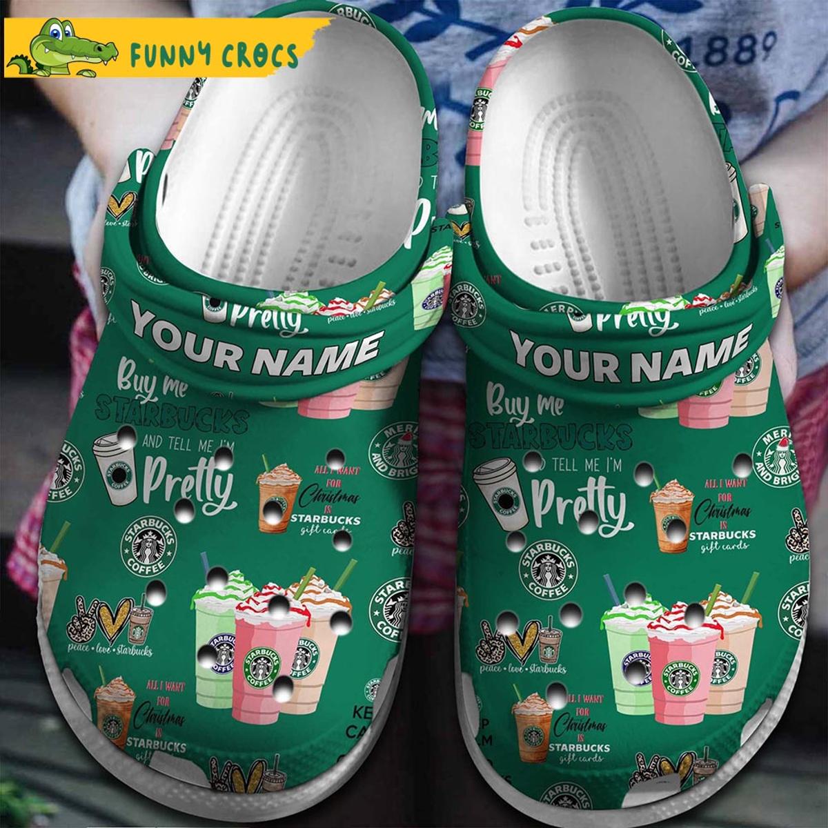 Personalized Pretty Drink Starbucks Black Crocs Shoes