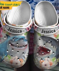 Personalized Shark Flower Crocs Shoes