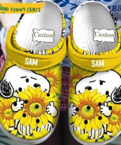 Personalized Sunflowers Snoopy Crocs Shoes