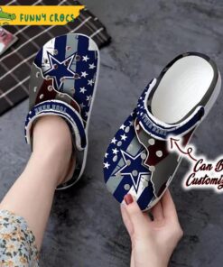 Personalized Team American Flag Dallas Cowboys Crocs Slippers