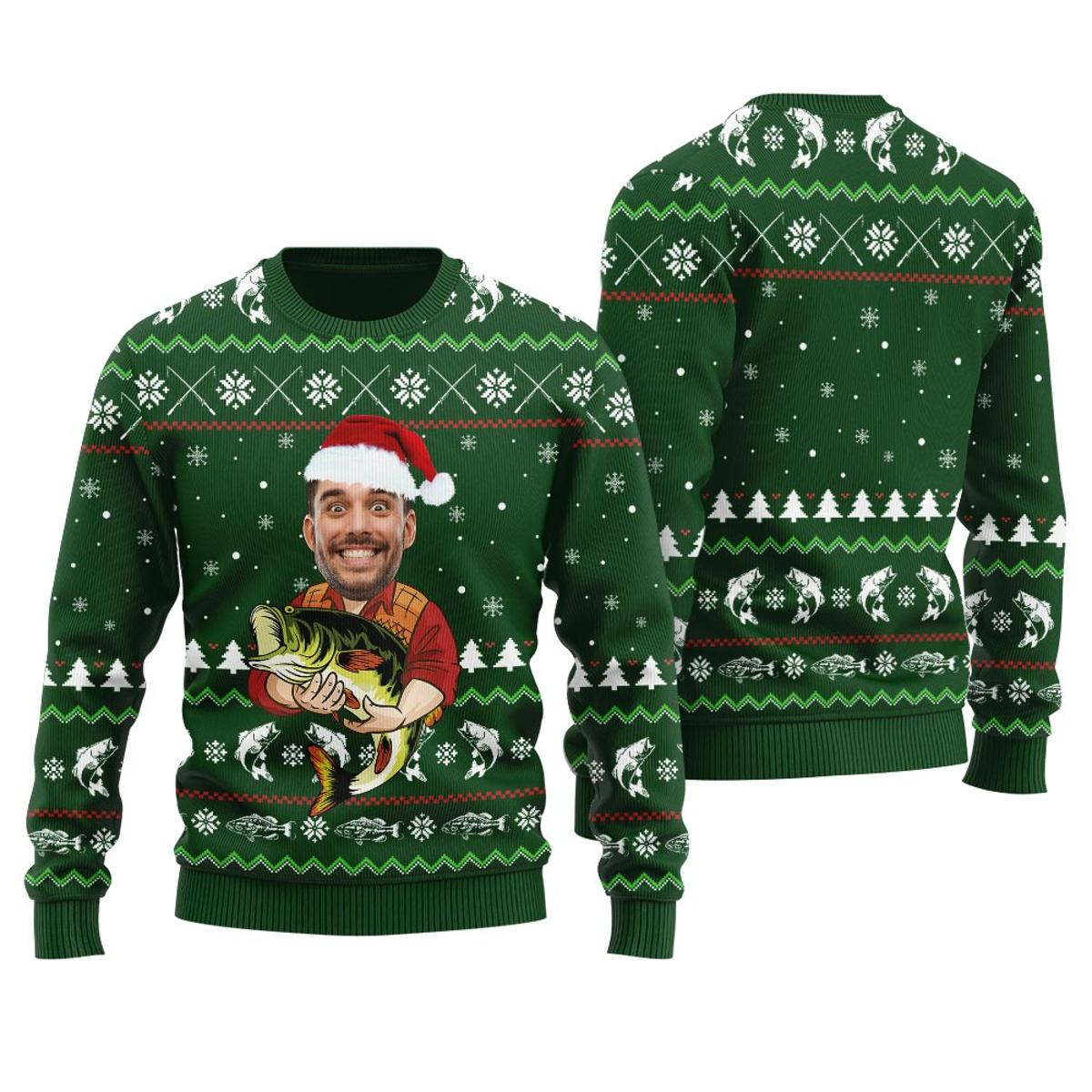 Personalized Your Face Fishing Ugly Sweaters