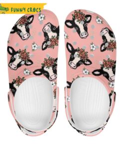 Pink Cow Pattern Crocs Shoes