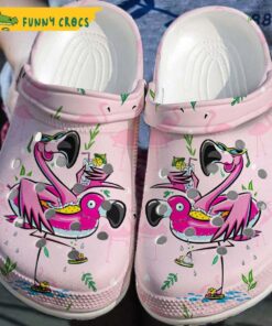 Flamingo Couple Pink Hibiscus Flower Birthday Crocs Clog Shoes