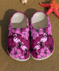 Pink Hibiscus Flamingo Crocs Sandals