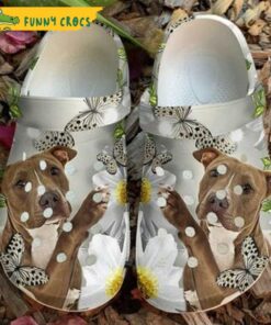 Pitbull Daisy Butterfly Cute Crocs Clog Slippers