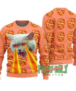 Pizz Cat Drax The Destroyer Funny Christmas Sweater Orange