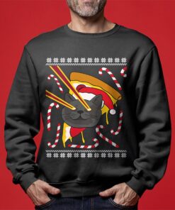 Pizza Cat With Laser Eyes Ugly Christmas Sweater