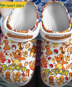 Pokemon Chamander Pattern White Crocs Clog Slippers