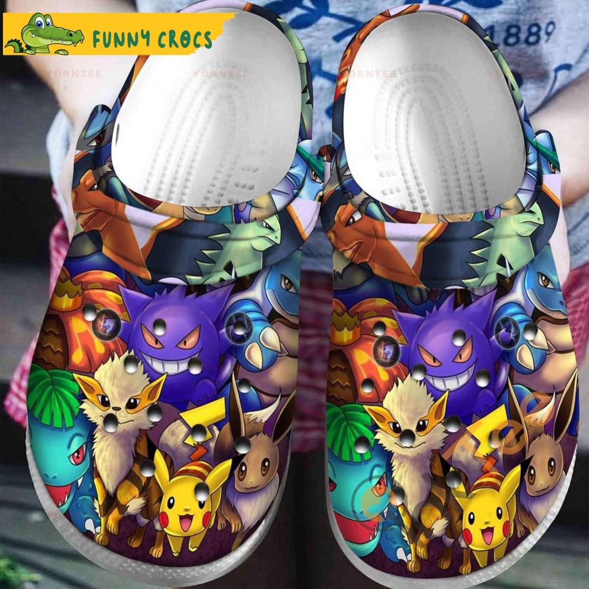 Squirtle Pattern Pokemon White Crocs Classic