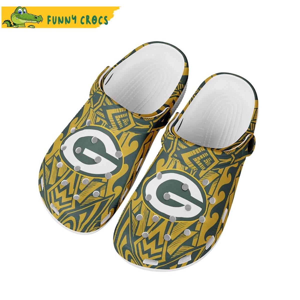 Polynesian Tribal Design Green Bay Packers Crocs Clog Shoes