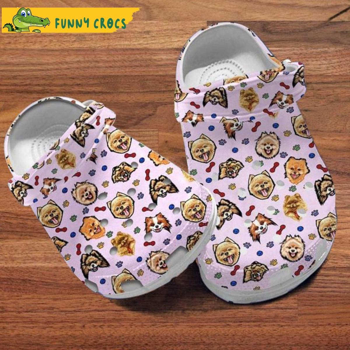 Pomeranian Dog Pattern Blue Crocs Slippers