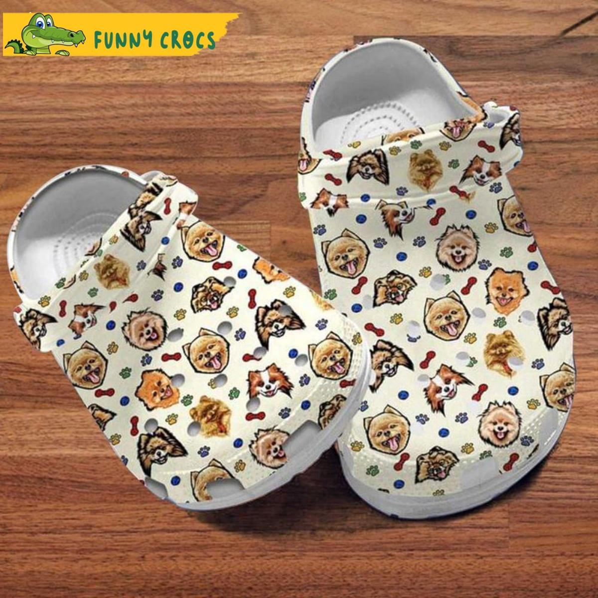 Pomeranian Puppy Pink Bow Diamond Pattern Birthday Dog Crocs Sandals