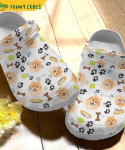 Pomeranian Puppy Pink Bow Diamond Pattern Birthday Dog Crocs Sandals