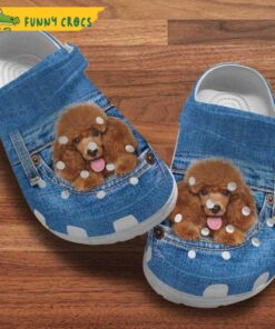 Poodle Dog Denim Pattern Crocs Sandals