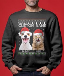 Pretty Santa Paws Custom Cat Christmas Sweaters Women