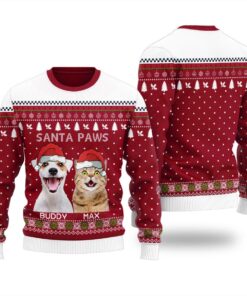 Pretty Santa Paws Custom Pet Christmas Sweater