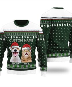 Pretty Santa Paws Personalized Cat Christmas Sweater