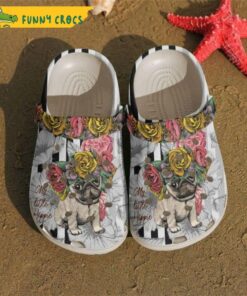 Pug Dog Purple Flower Animal Crocs Clog Shoes