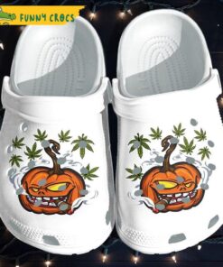 Pumpkin Smoking Weed Crocs Clog Shoes