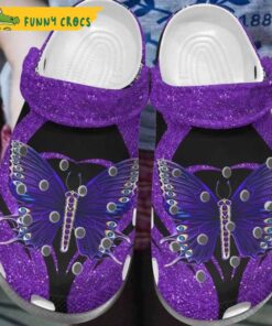 Purple Bling Butterfly Crocs Shoes
