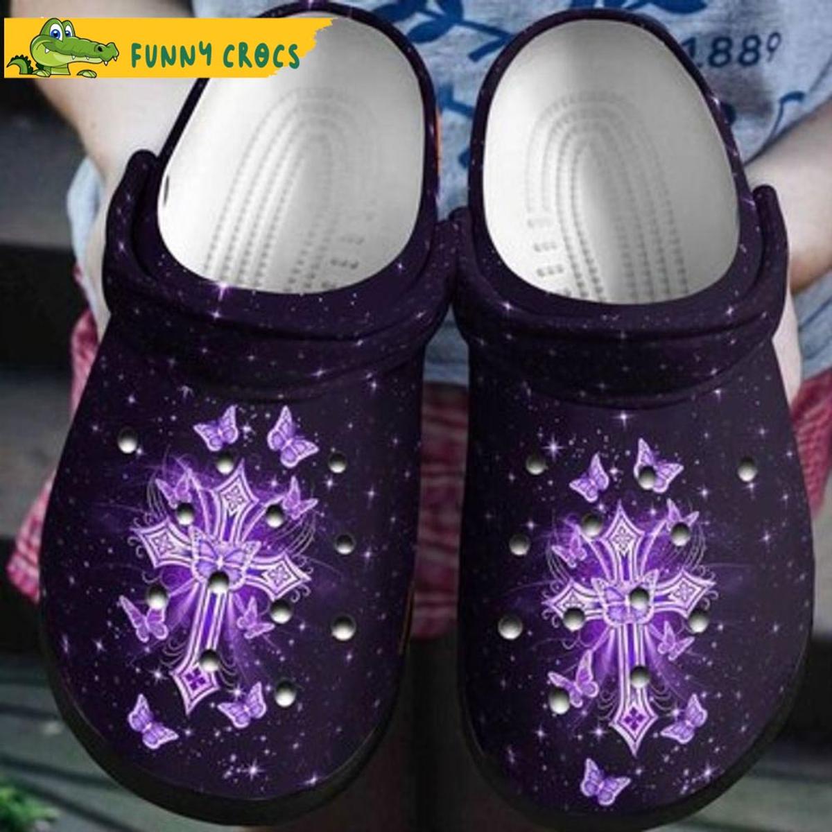 Purple Butterfly Garden Night Crocs Slippers