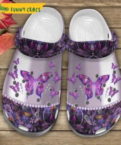 Purple Butterfly Garden Night Crocs Slippers