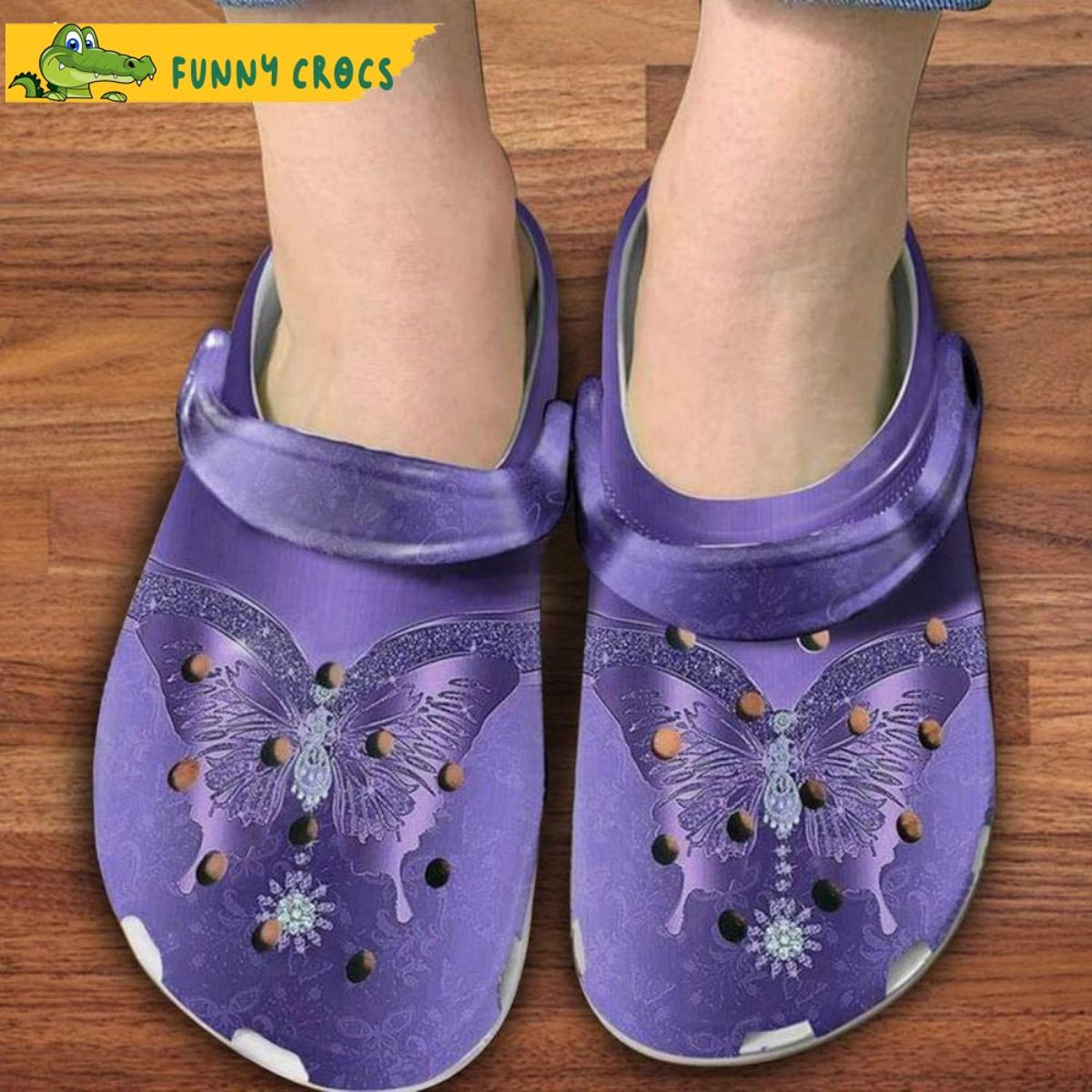 Purple Butterfly Pretty Light Weighting And Useful Design Crocs Sandals