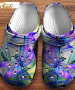 Purple Painting Dragonfly Crocs Clog Shoes