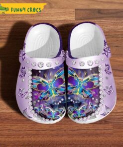 Purple Printeds Butterfly Crocs Clog Shoes