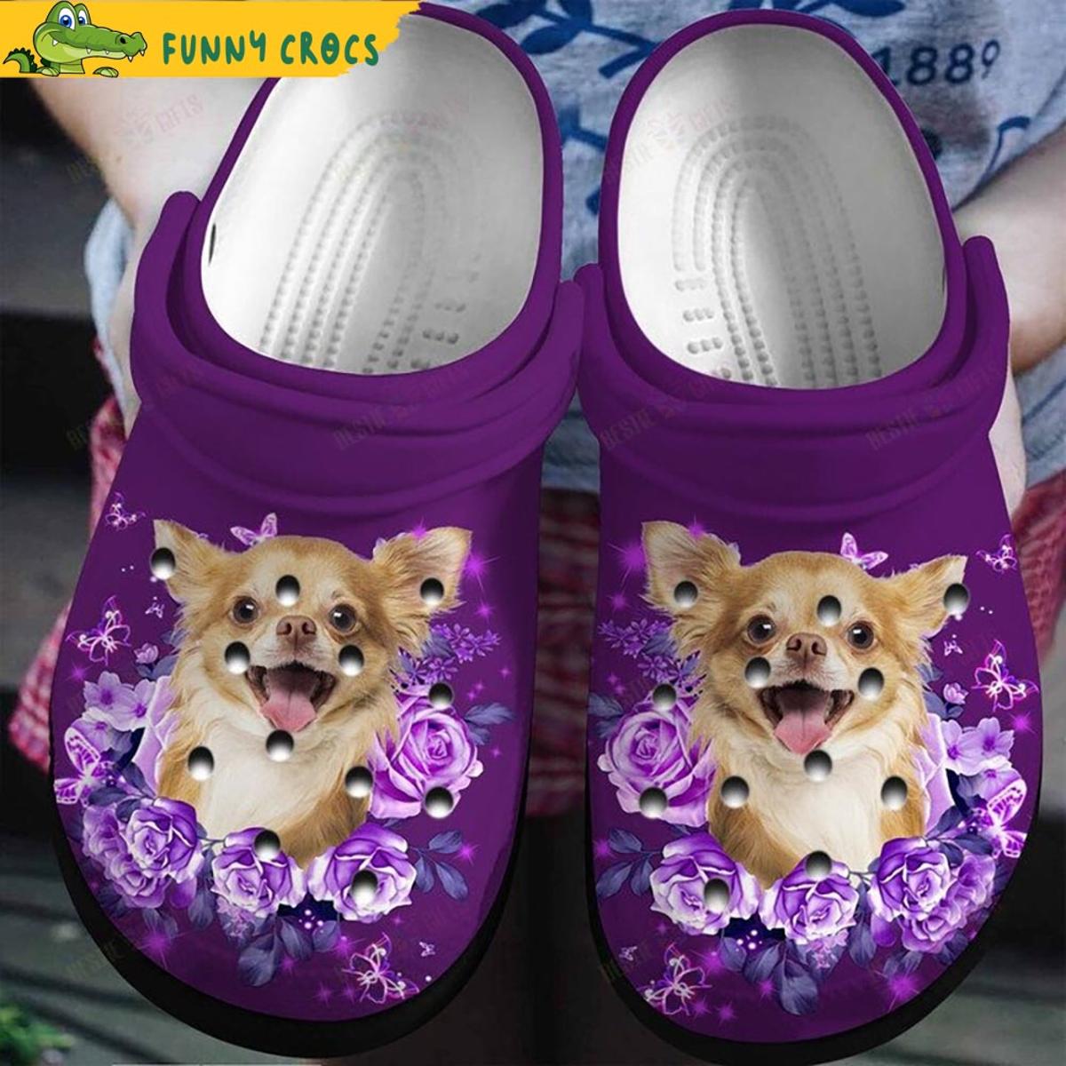 Purple Roses Chihuahua Crocs Sandals