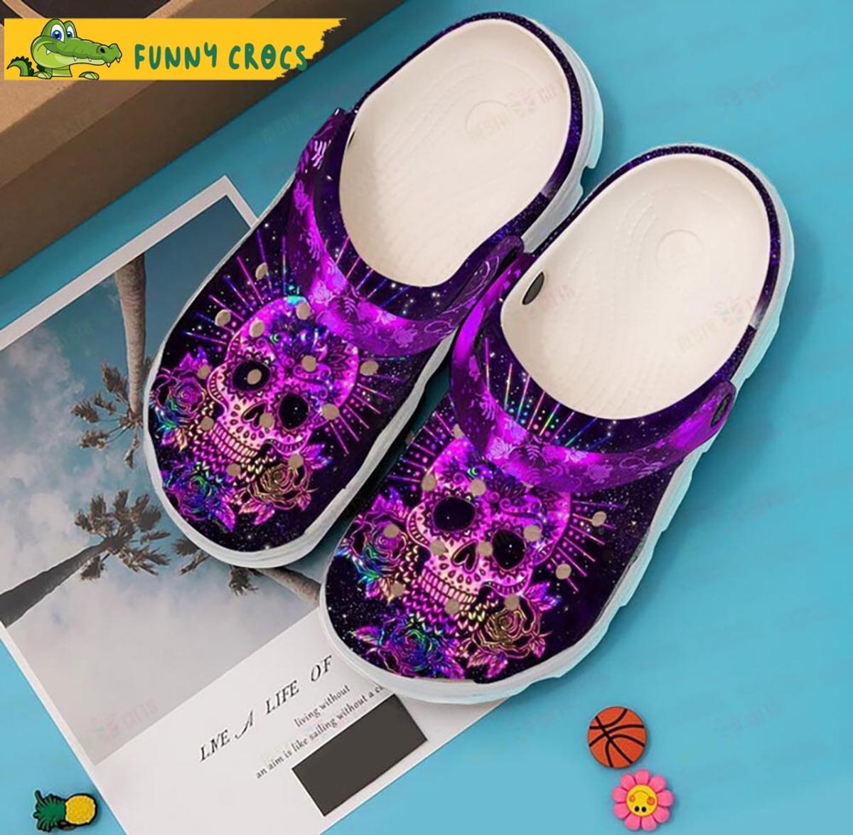 Sunflower Floral Skull Gifts Crocs Clog Shoes