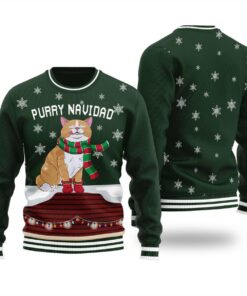 Purry Navidad Funny Cat Funny Christmas Sweaters