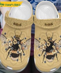 Queen Bee Sunflower Mandala Floral Crocs Sandals