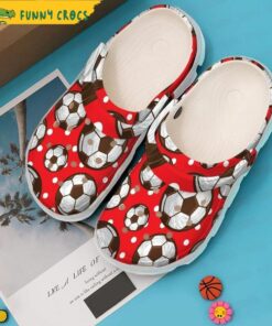 Red Soccer Ball Pattern Crocs Sandals