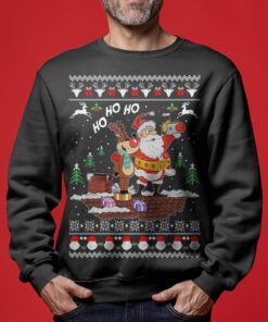 Reindeer Santa Selfie Ho Ho Ho Ugly Christmas Sweater