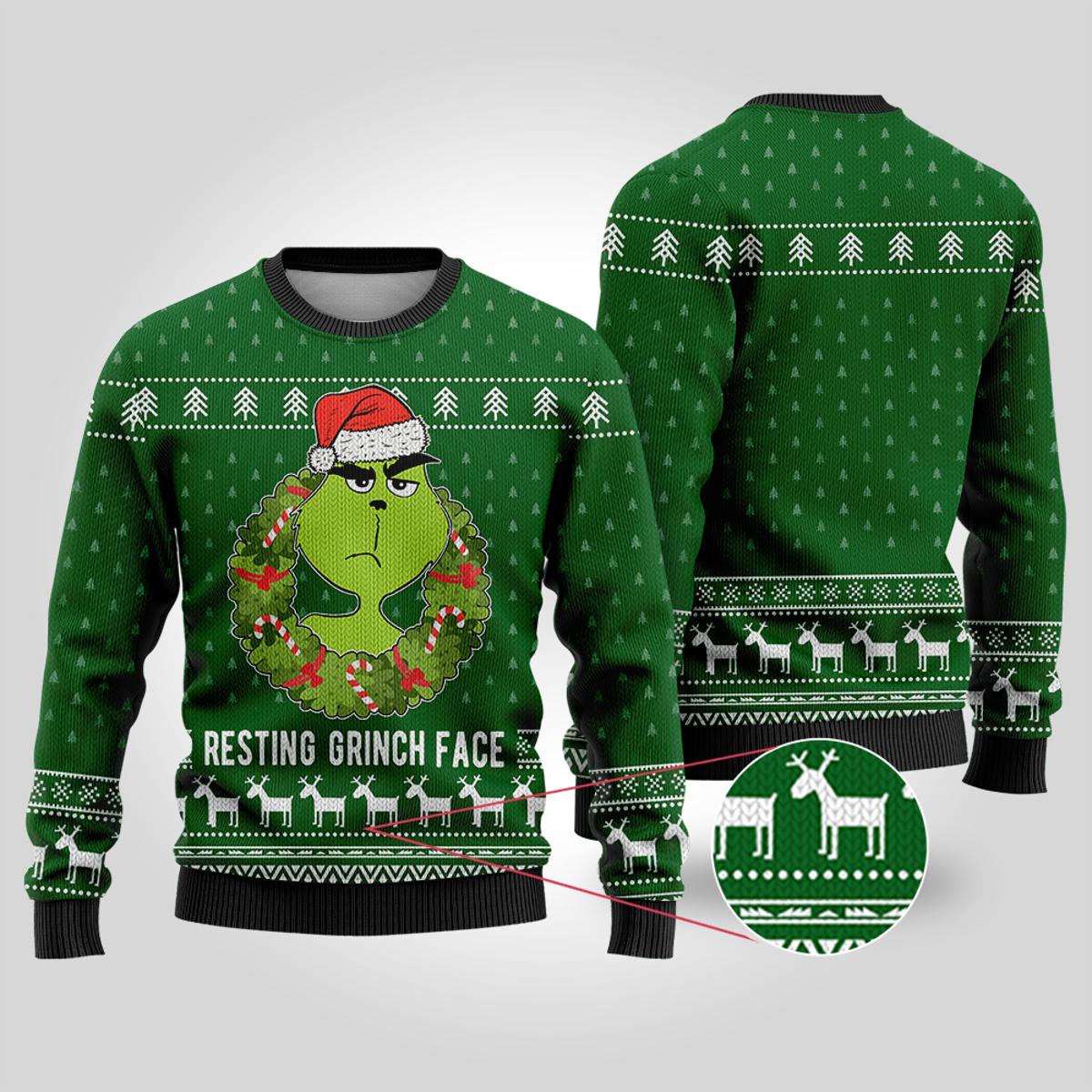 Resting Grinch Ugly Sweater