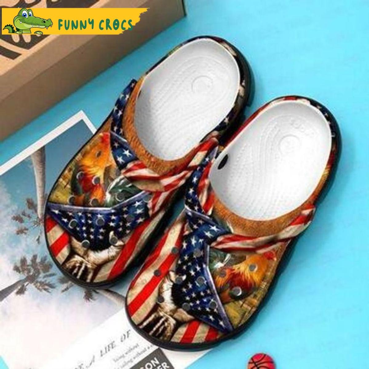 Rooster Chicken American Patriot Happy 4th Of July Independence Day Crocs Slippers