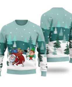 Santa Elf Selfie Mens Ugly Christmas Sweater