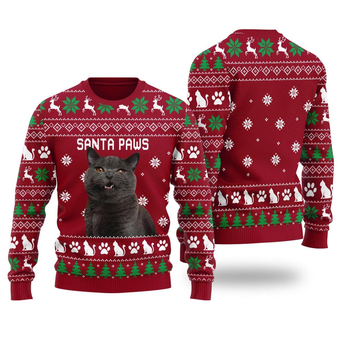 Personalized Ugly Xmas Sweater With Multiple Pets