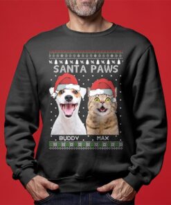 Santa Paws Custom Pet Mens Christmas Sweater