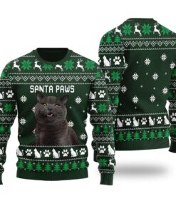 Santa Paws Personalized Cat Christmas Sweater