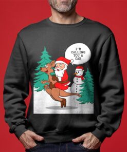 Santa Riding Kangaroo Funny Christmas Sweaters