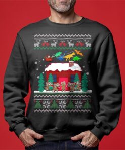 Santa With Dinosaur Sleigh Christmas Sweater