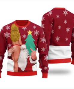 Santa With Sexy Girl Naughty Ugly Sweater