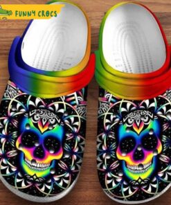 Skull Colorful Printeds Hippie Mandala Bone Crocs