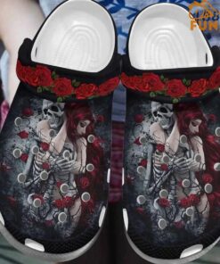 Skull Rose Couple Crocs Shoes