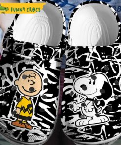 Snoopy And Charlie Brown Black Crocs Shoes